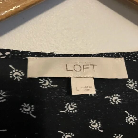 Ann Taylor Loft Dark Floral Print Lace Tassel Peasant Boho Long Sleeve Blouse - - Picture 6 of 11